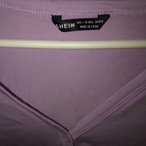 Shein Solid Purple Crop Top with Button Up Detail - Picture 10 of 11